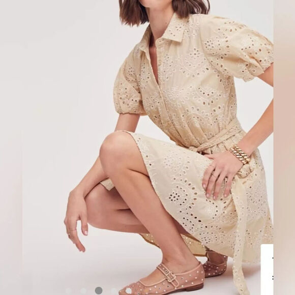 NWT Sam Edelman Embroidered Eyelet Lace Mini Dress Puff Sleeve Size 16 READ! - Picture 2 of 13